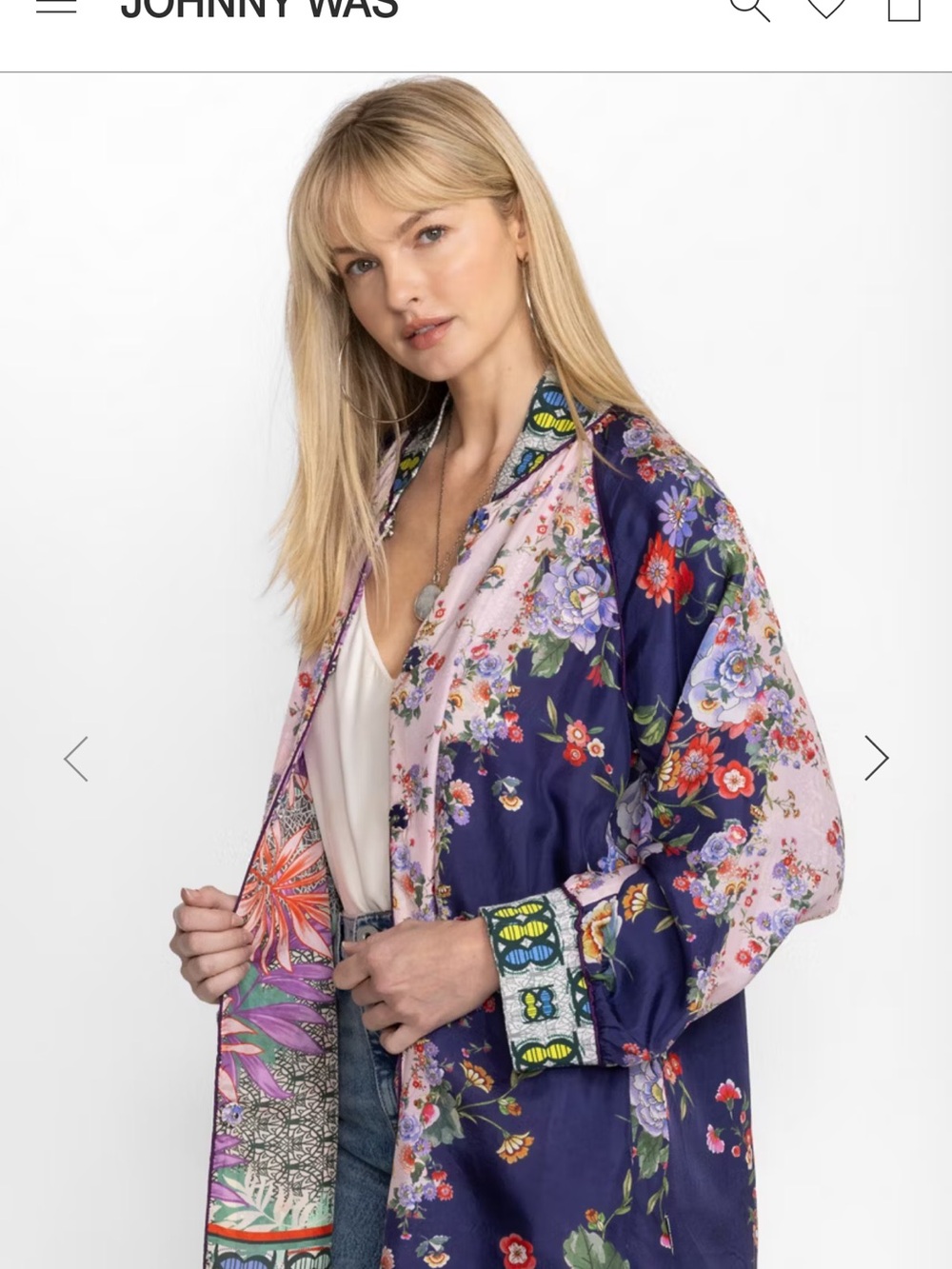 Johnny Was Reversible Silk “Bordona” Kimono Size Large